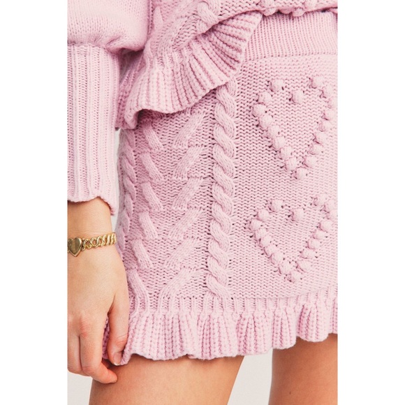 LOVESHACKFANCY Calantha Pullover Sweater & Brendana Knit Mini Skirt Set Size S - Picture 4 of 12